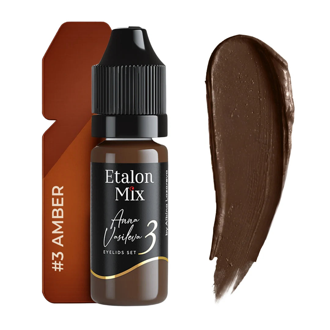 Etalon Mix Amber N°3 pigmento PMU occhi – flacone e campione colore