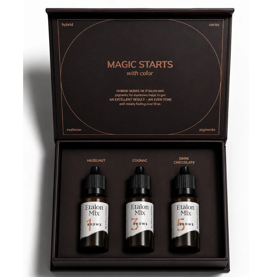 Etalon Mix Brow Hybrid Series Trio – set Trio aperto con tre pigmenti