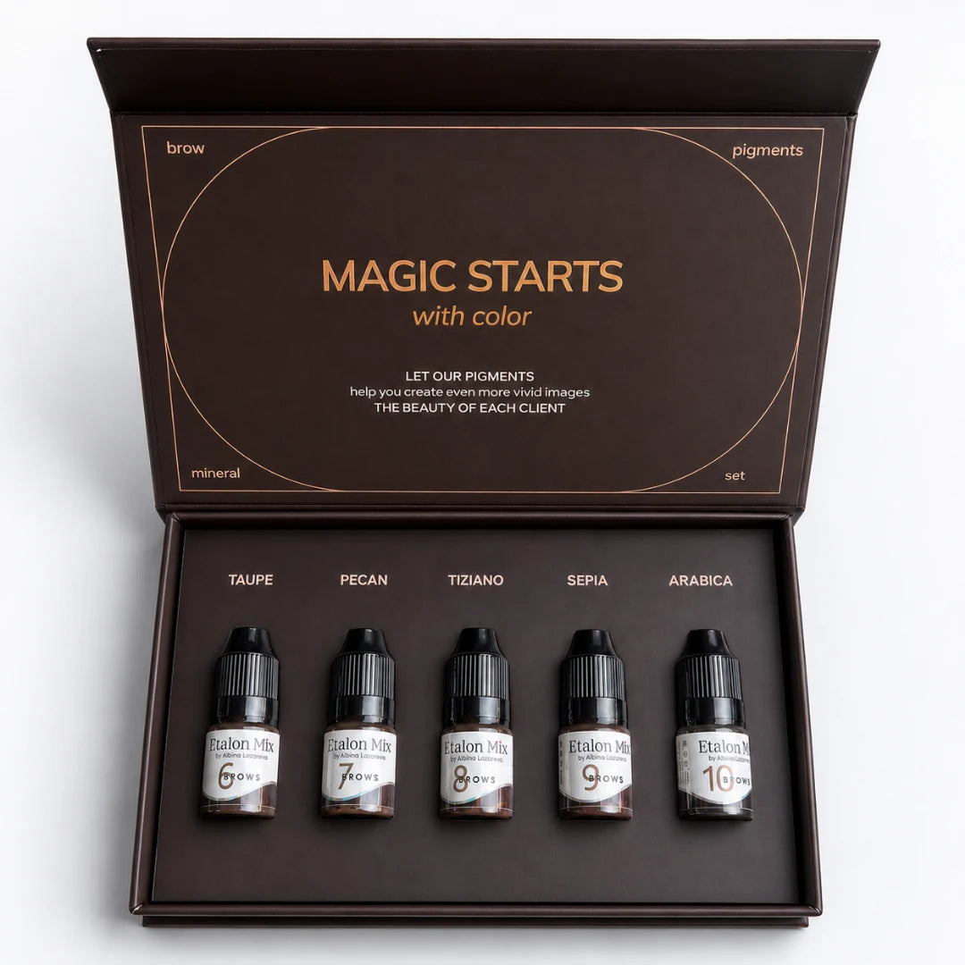 Etalon Mix Brow Mineral Set – set minerale aperto confezione marrone