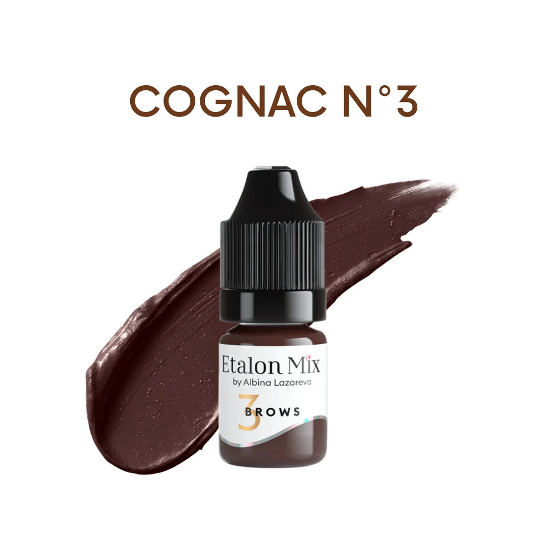 Etalon Mix Cognac N°3 pigmento PMU sopracciglia – flacone e campione colore