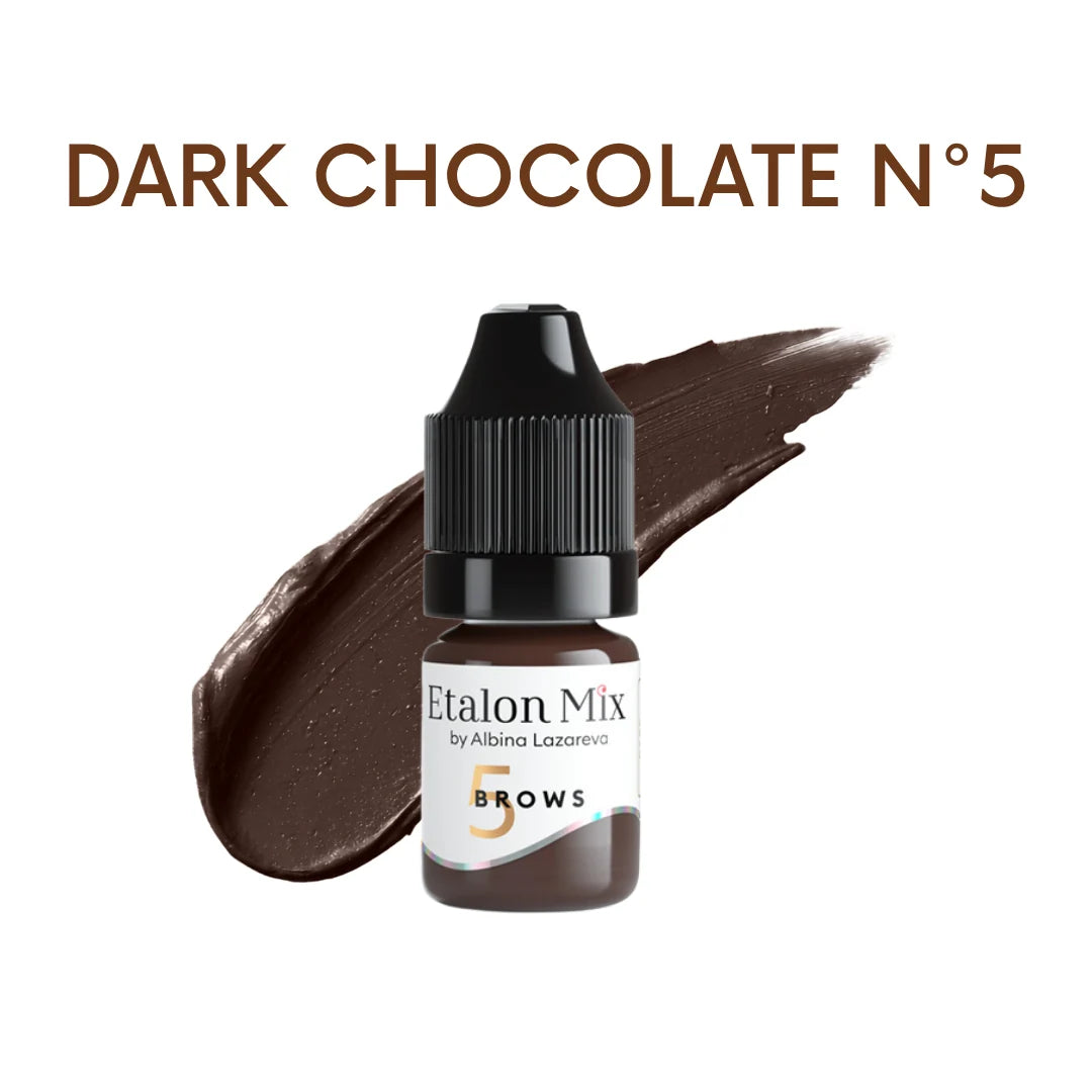 Etalon Mix Dark Chocolate N°5 pigmento PMU sopracciglia – flacone e campione colore