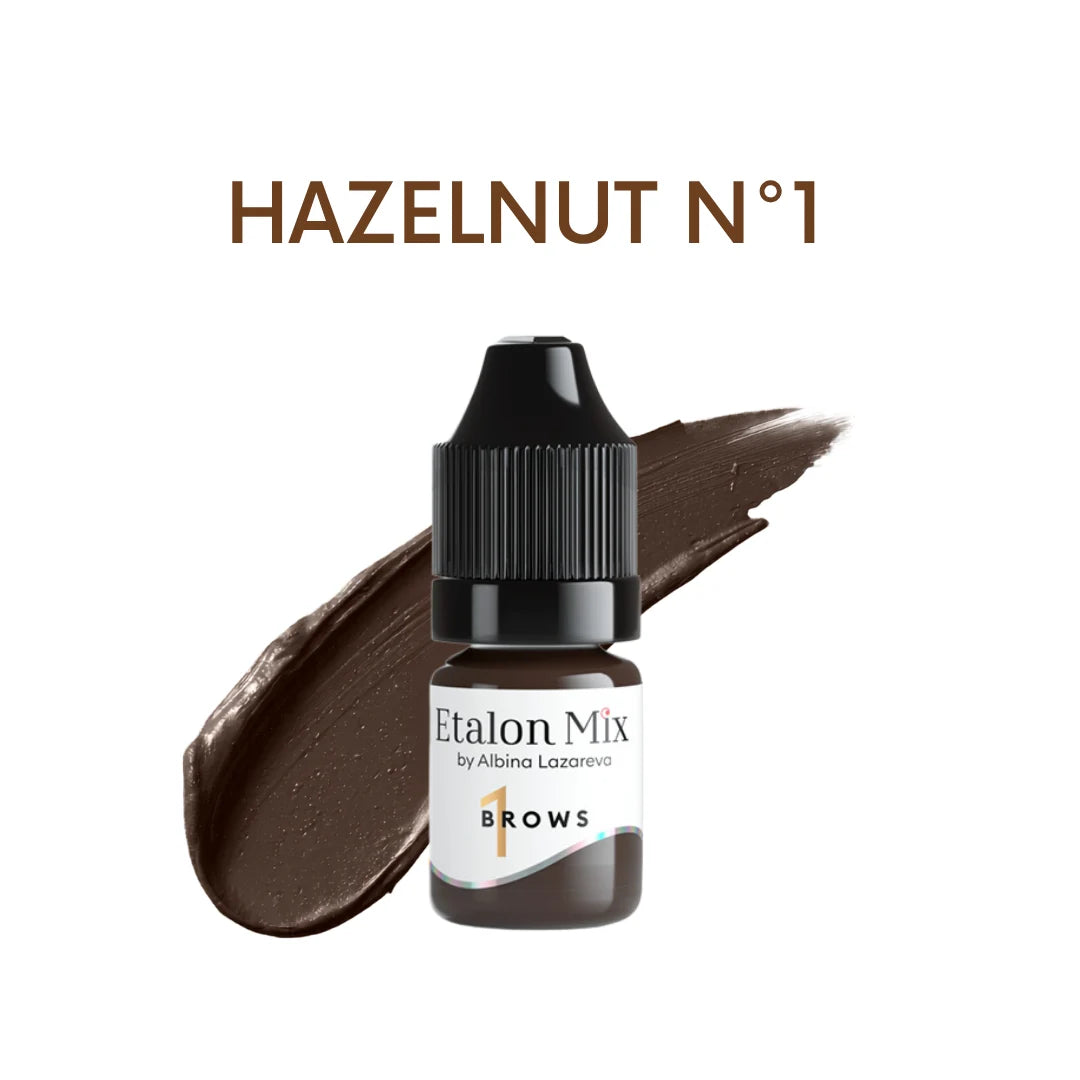 Etalon Mix Hazelnut N°1 pigmento PMU sopracciglia – flacone e campione colore
