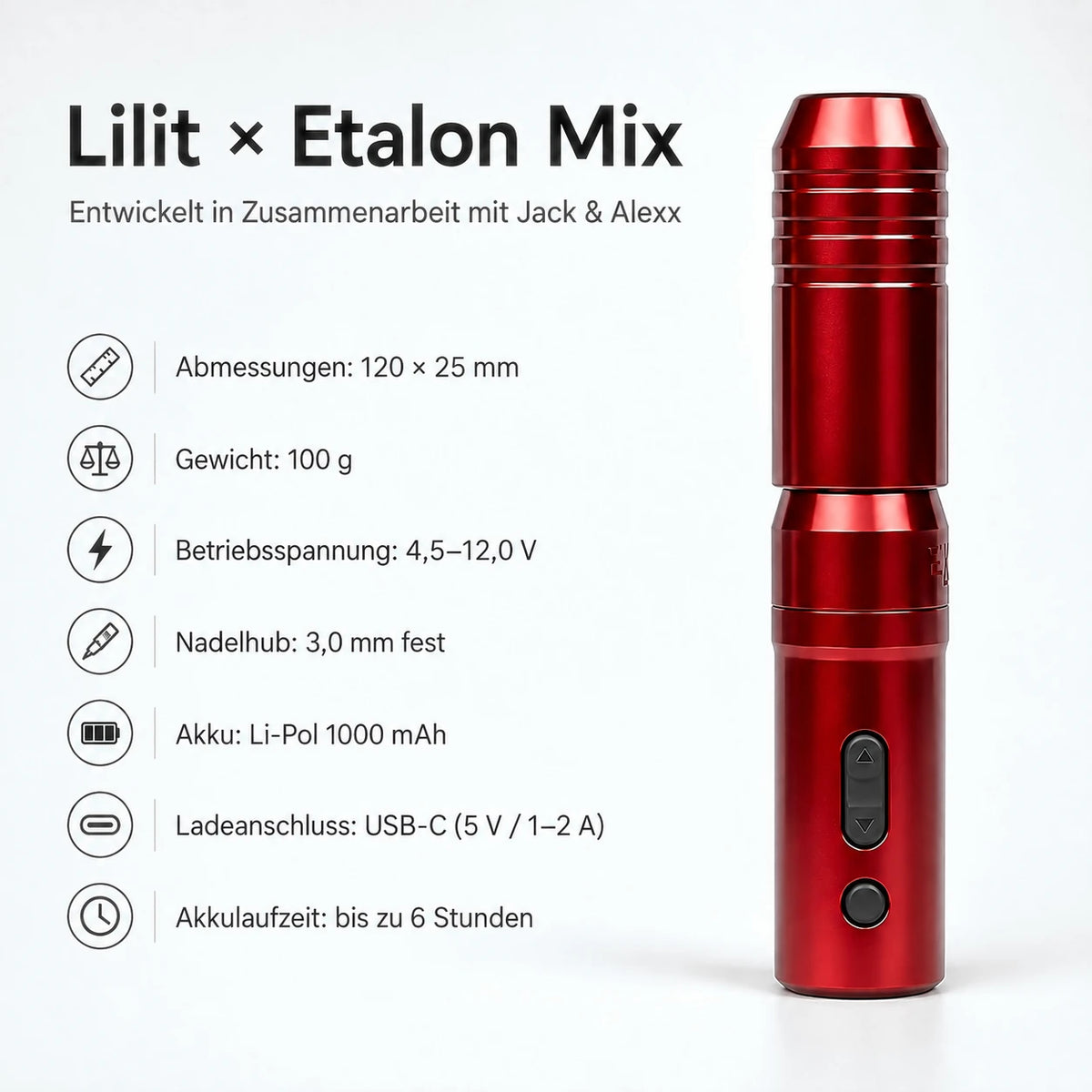 Etalon Mix Lilit Pro, Grafik mit technischen Daten der roten PMU-Maschine
