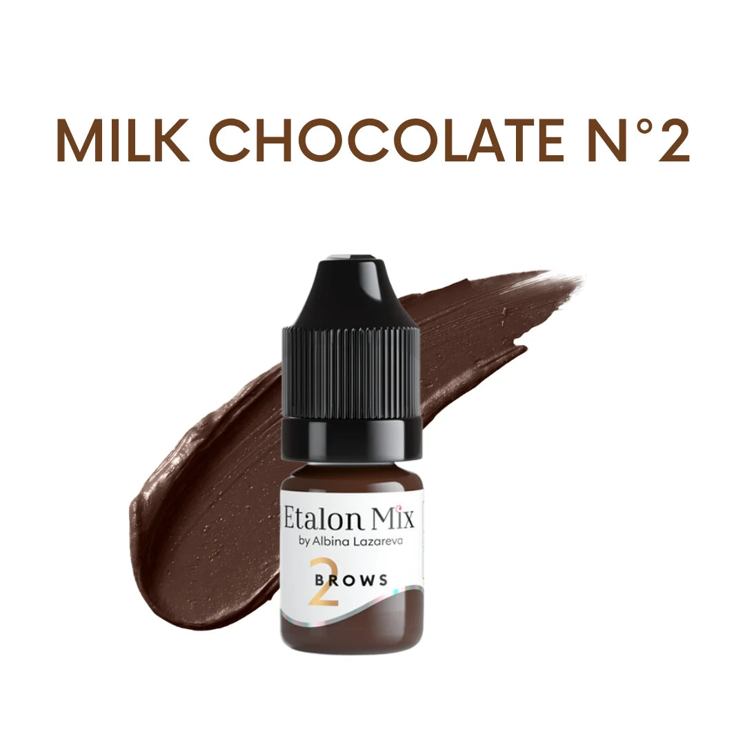 Etalon Mix Milk Chocolate N°2 pigmento PMU sopracciglia – flacone e campione colore
