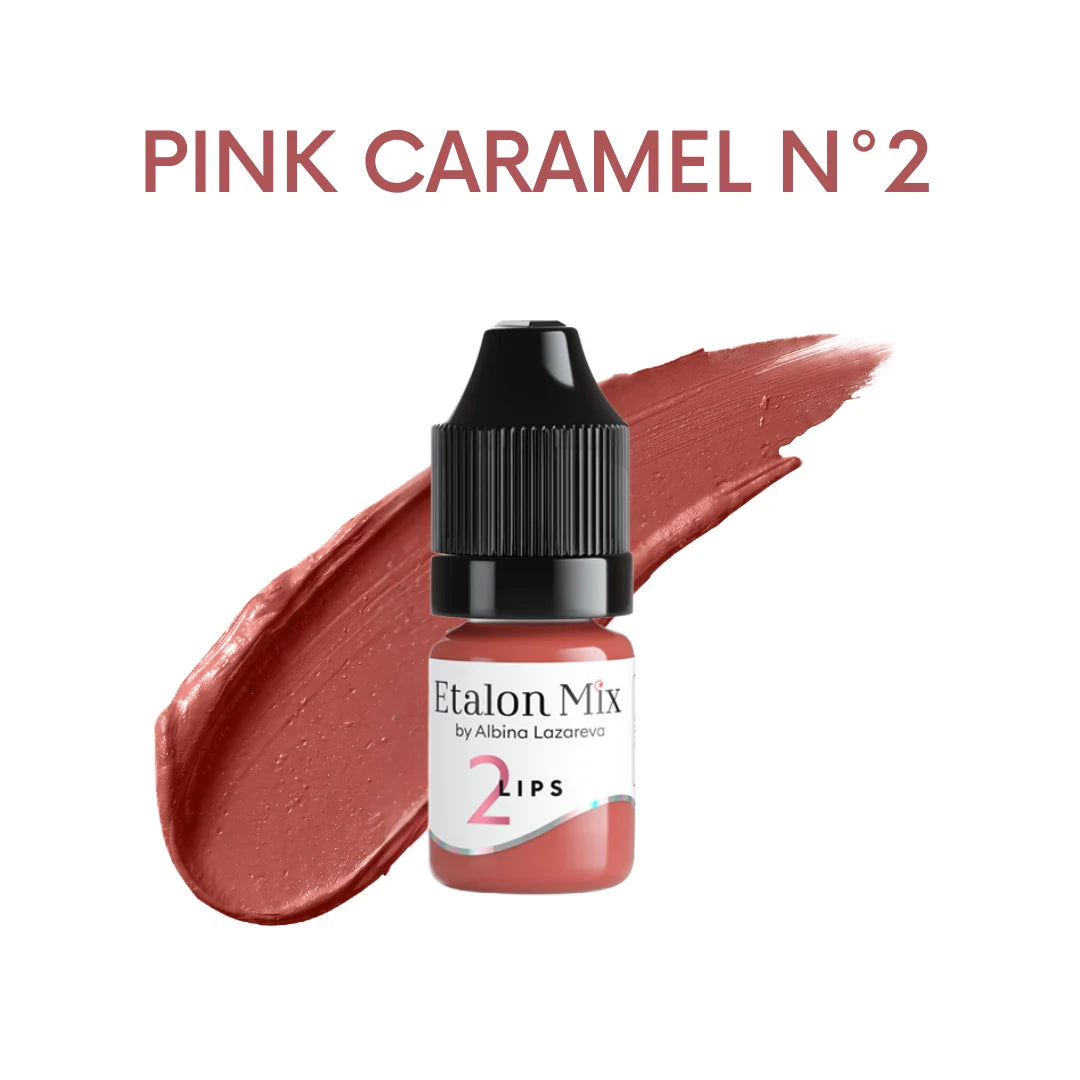 Etalon Mix Pink Caramel N°2 pigmento PMU labbra – flacone e campione colore