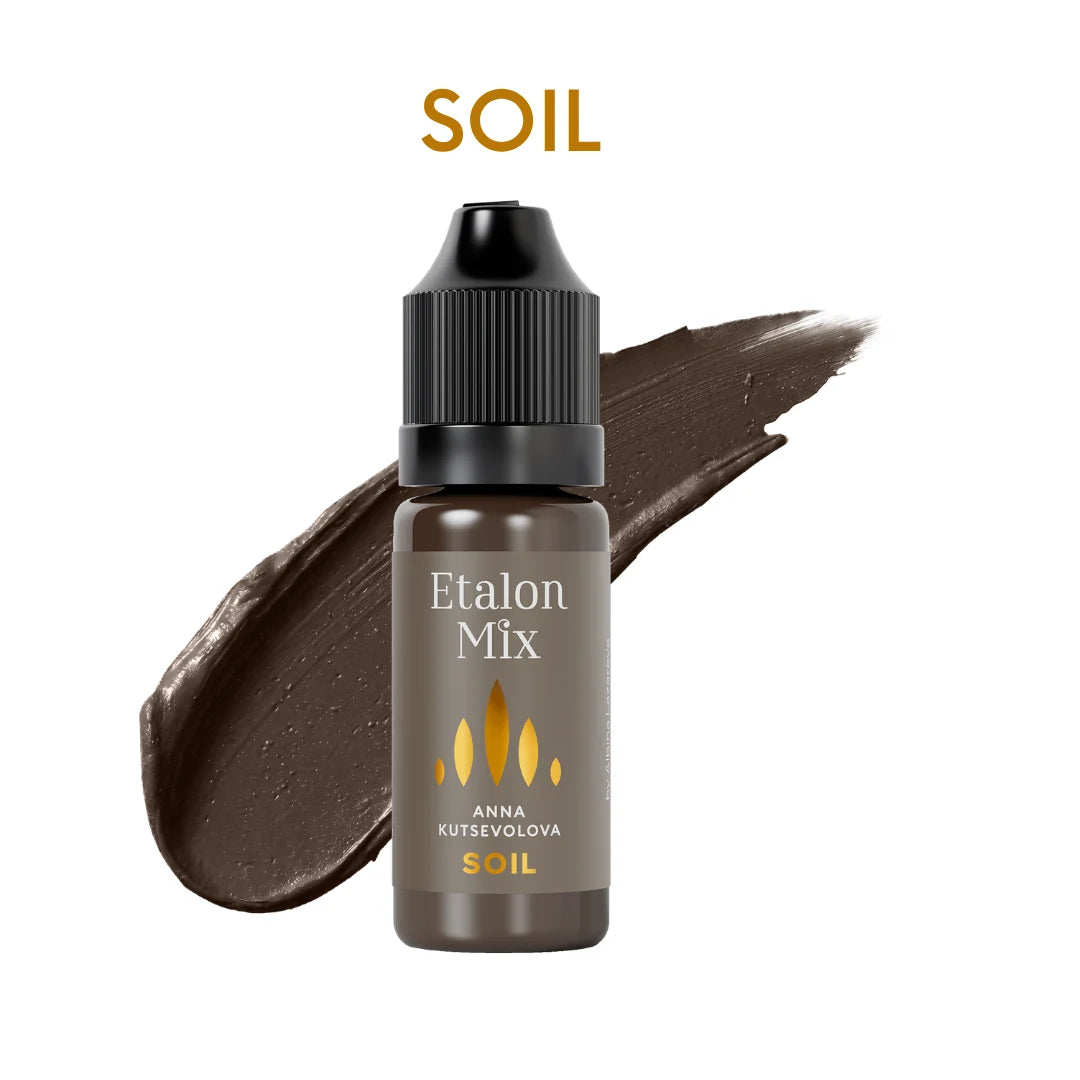 Etalon Mix Soil PMU Augenbrauenpigment – Flakon und Farbmuster