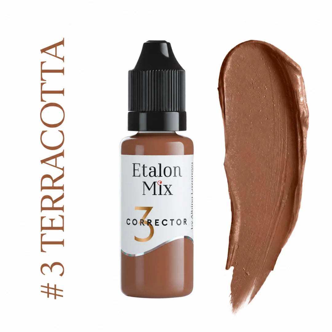 Etalon Mix Terracotta N°3 PMU Korrekturpigment – Flakon und Farbmuster