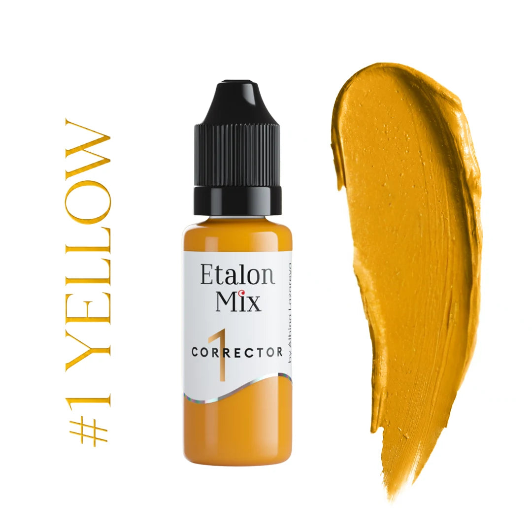 Etalon Mix Yellow N°1 correttore PMU – flacone e campione colore