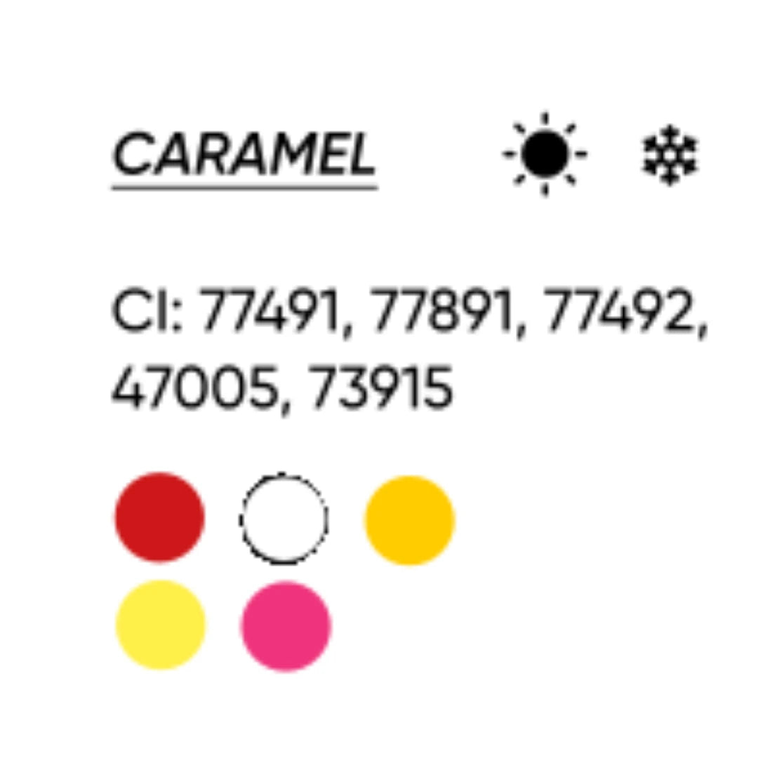 FACE Caramel: tavola con codici CI e caratteristiche cromatiche