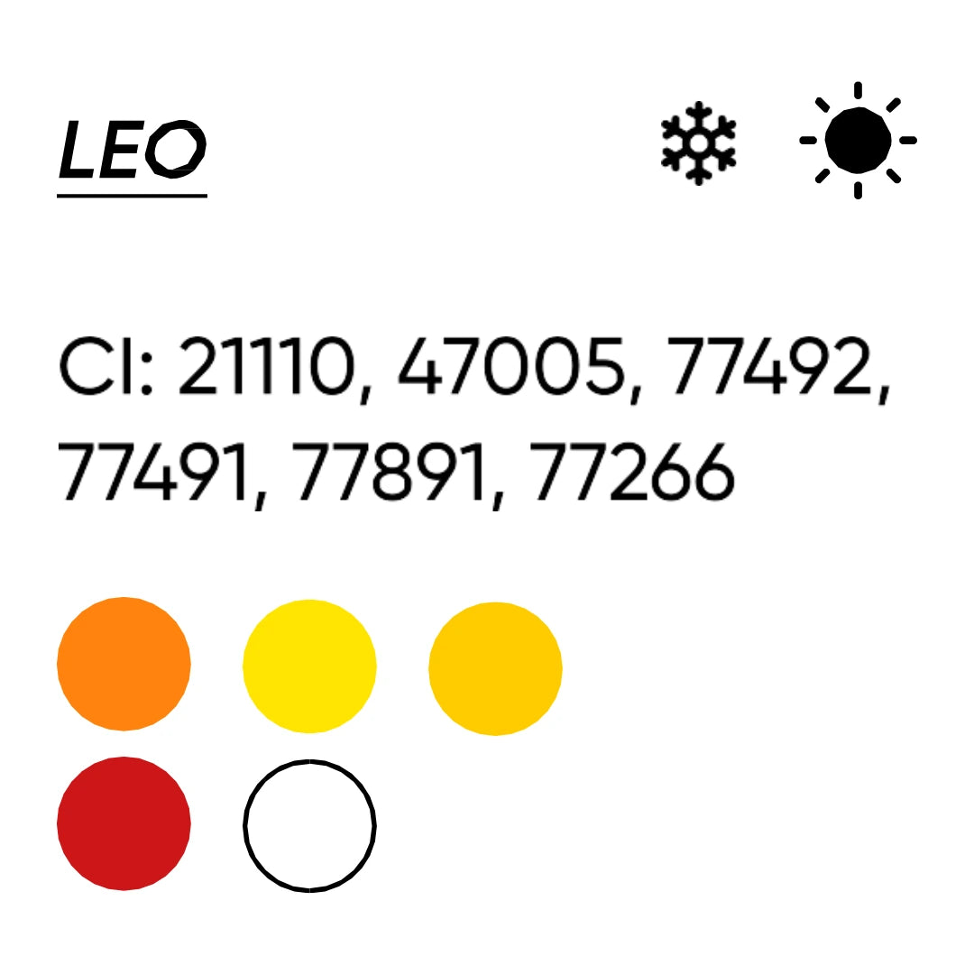 FACE Leo: tavola con codici CI e caratteristiche cromatiche