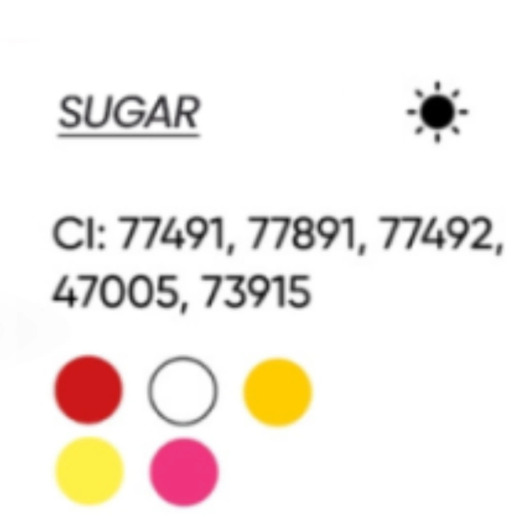 FACE Sugar: tavola con codici CI e caratteristiche cromatiche
