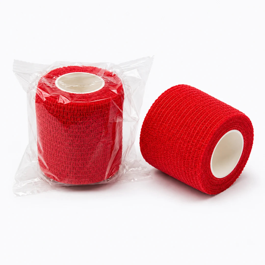Rotes selbsthaftendes Grip-Band für PMU – offene und versiegelte Rolle