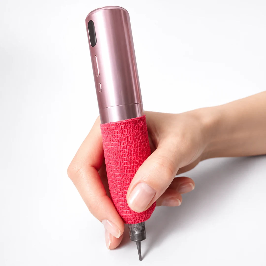 Rotes selbsthaftendes Grip-Band für PMU – Maschine mit Grip in der Hand