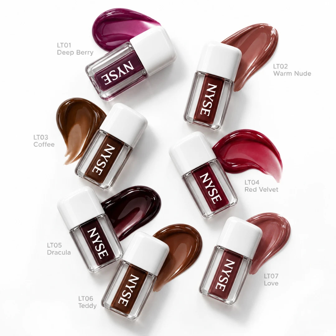 NYSE Lip Tints Lippenfarbe LT01–LT07 – Übersicht der sieben Farbtöne