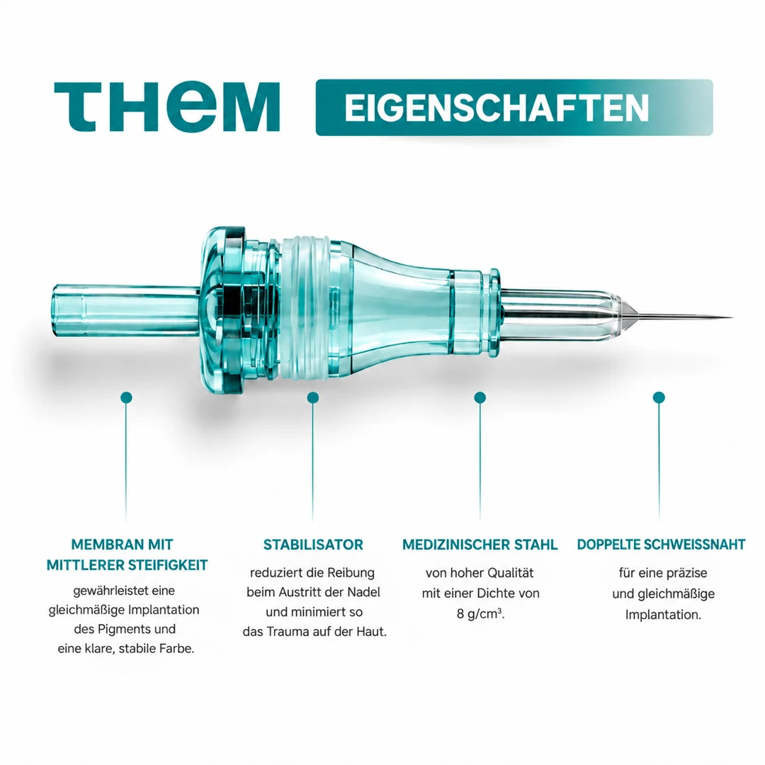 THEM türkise Serie: Membran, Stabilisator, Nadelstahl und doppelte Lötung