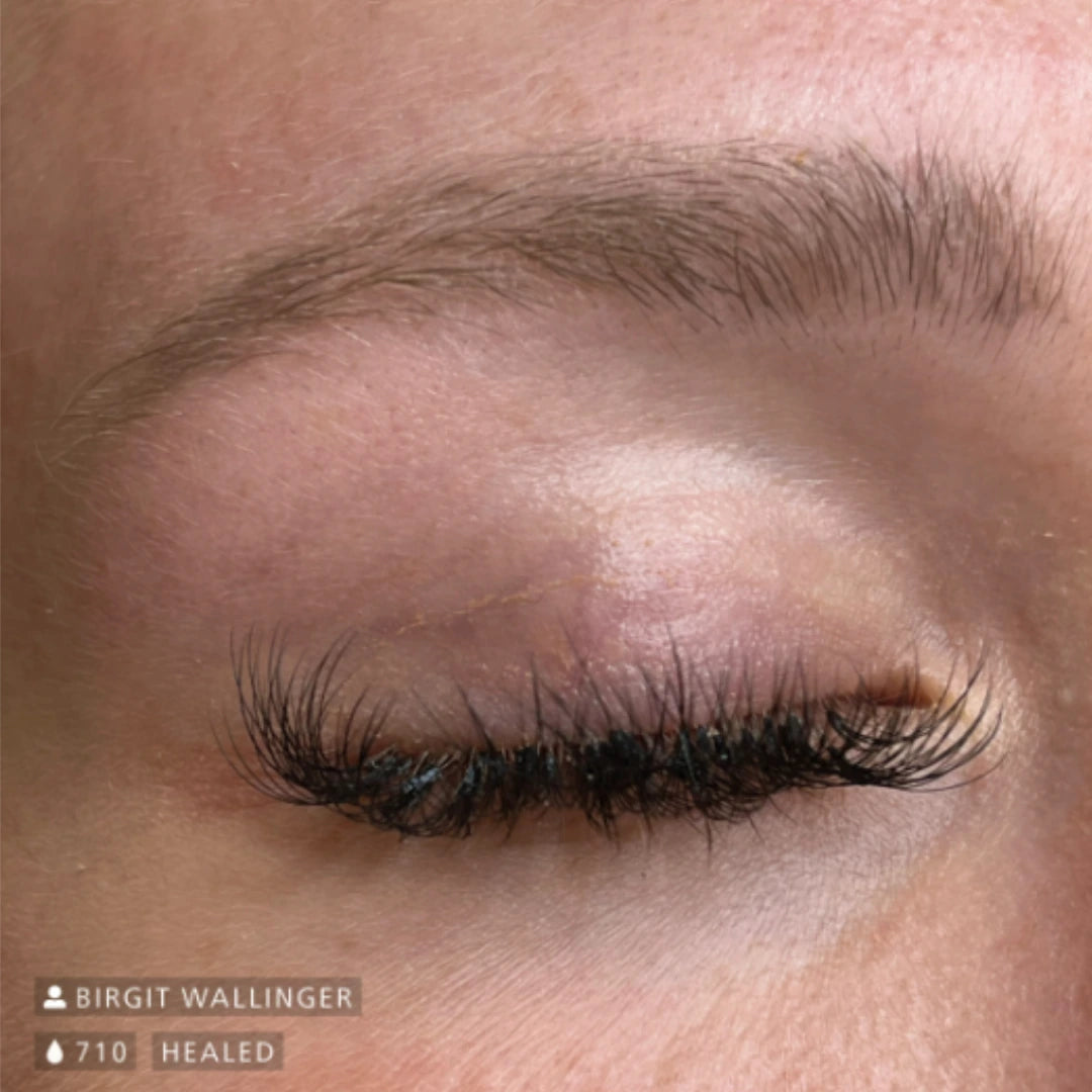 Swiss Color 710 Tender Brown: esempio applicativo di trucco permanente, con pigmenti indicati nella foto