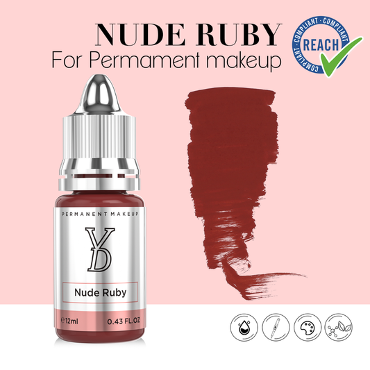 Swatch Nude Ruby YDPMU pigmento PMU rosa nude profondo con sottotoni berry texture professionale per lip blush