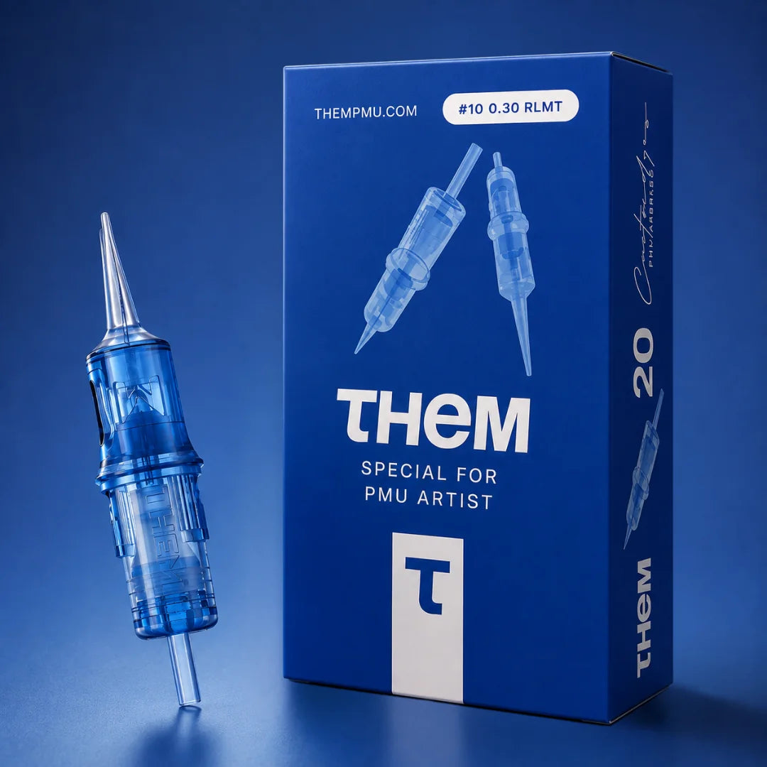THEM serie blu 1RLMT: confezione e cartuccia per micropigmentazione