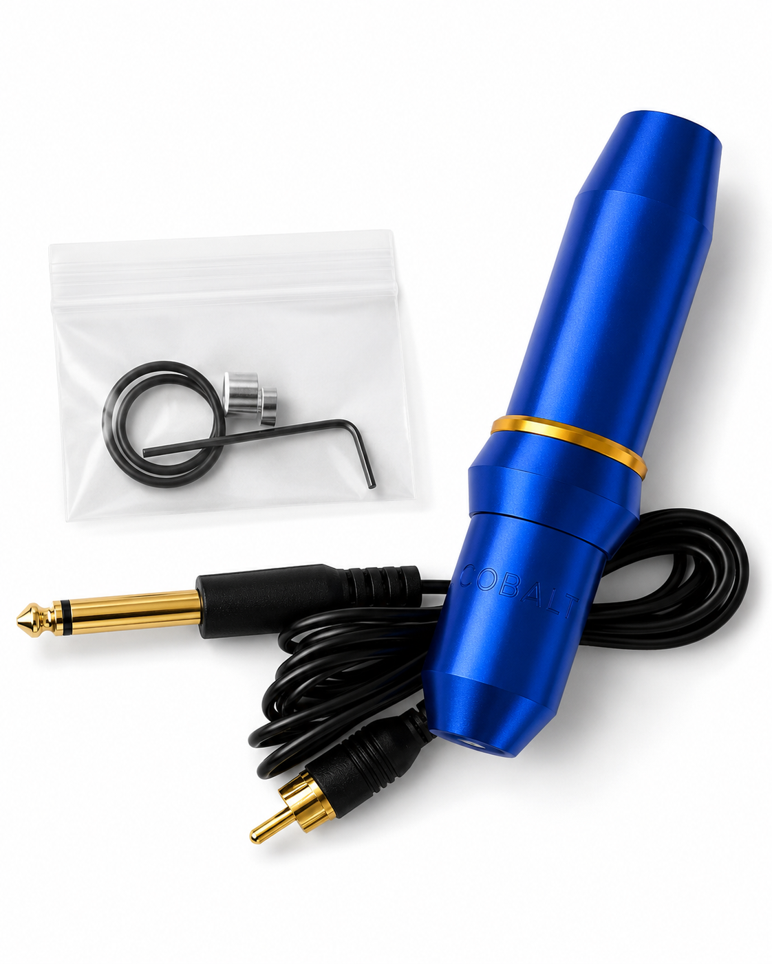 COBALT macchinetta PMU ibrida blu con accessori e cavo visibili in immagine prodotto
