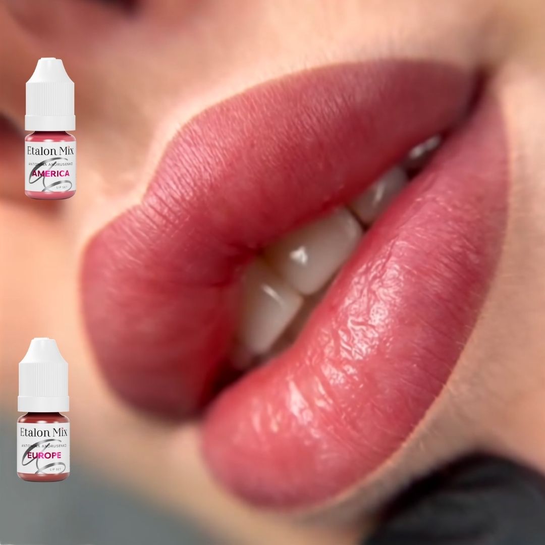 Risultato labbra nude rosa con pigmento Etalon Mix America