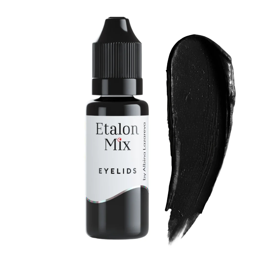 Etalon Mix Black PMU Augenpigment – Flakon und Farbmuster
