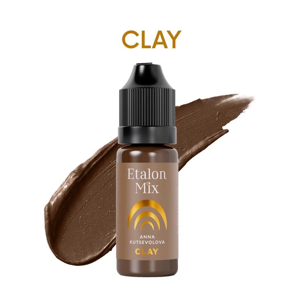 Etalon Mix Clay pigmento PMU sopracciglia – flacone e campione colore