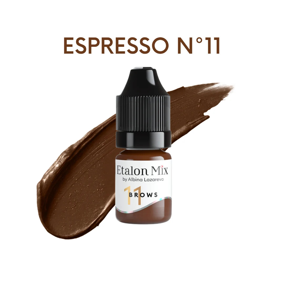 Etalon Mix Espresso N°11 pigmento PMU sopracciglia – flacone e campione colore