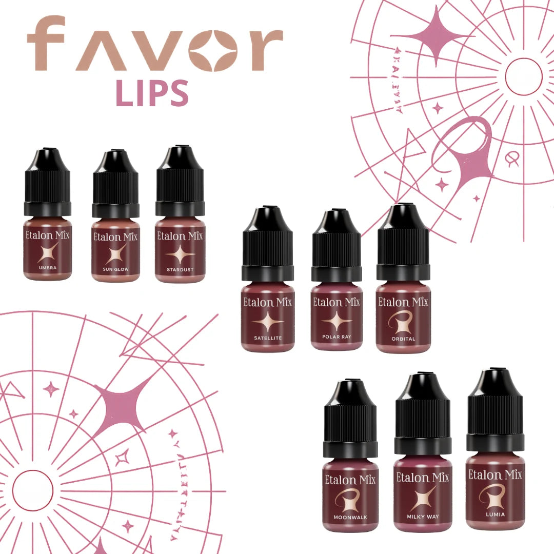 Etalon Mix Favor Lip Set PMU Lippenpigment – Farbpalette und Verpackung