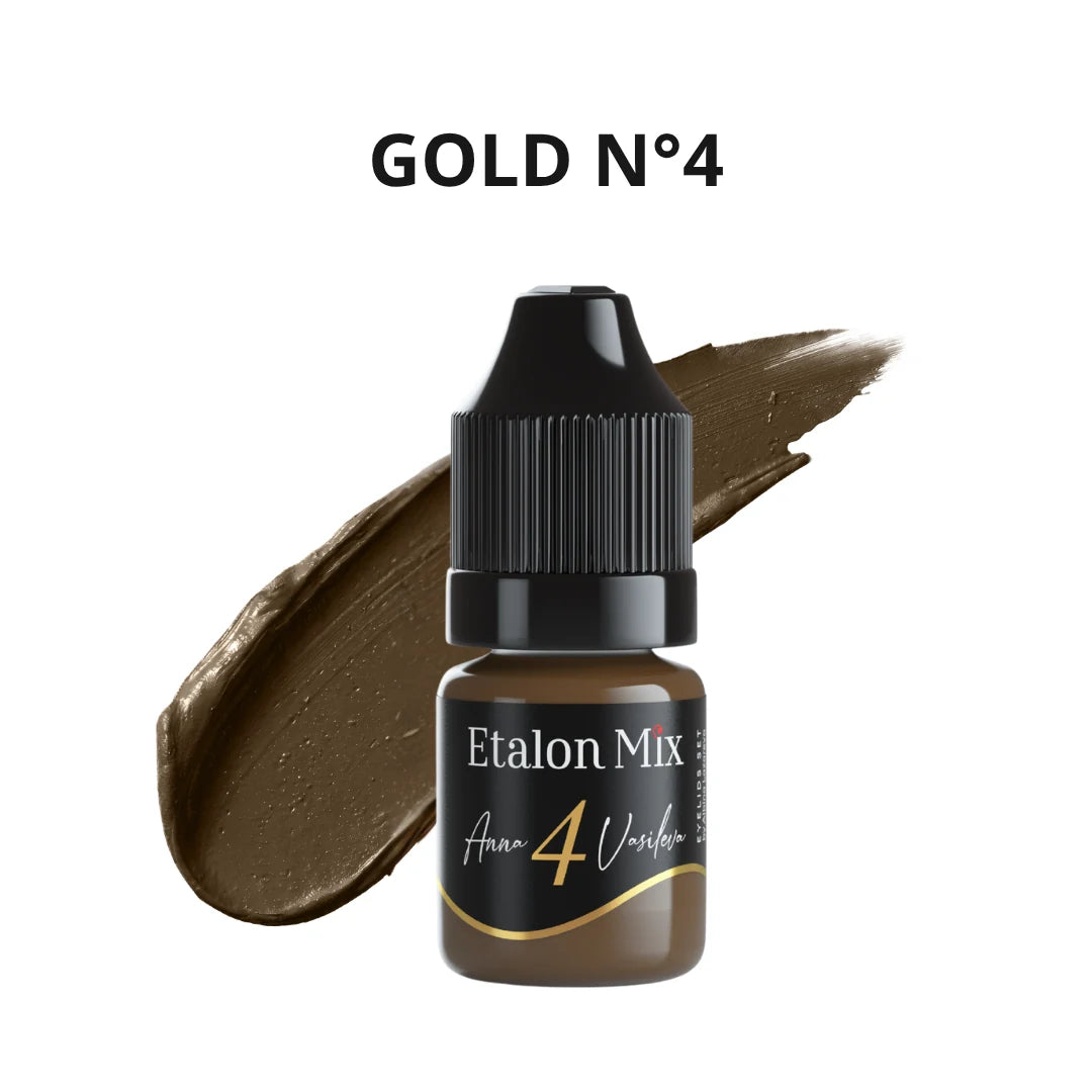 Etalon Mix Gold N°4 pigmento PMU occhi – flacone e campione colore