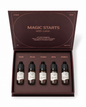 Etalon Mix Mineral Brow Set aperto con cinque pigmenti PMU per sopracciglia: Taupe, Pecan, Tiziano, Sepia e Arabica.