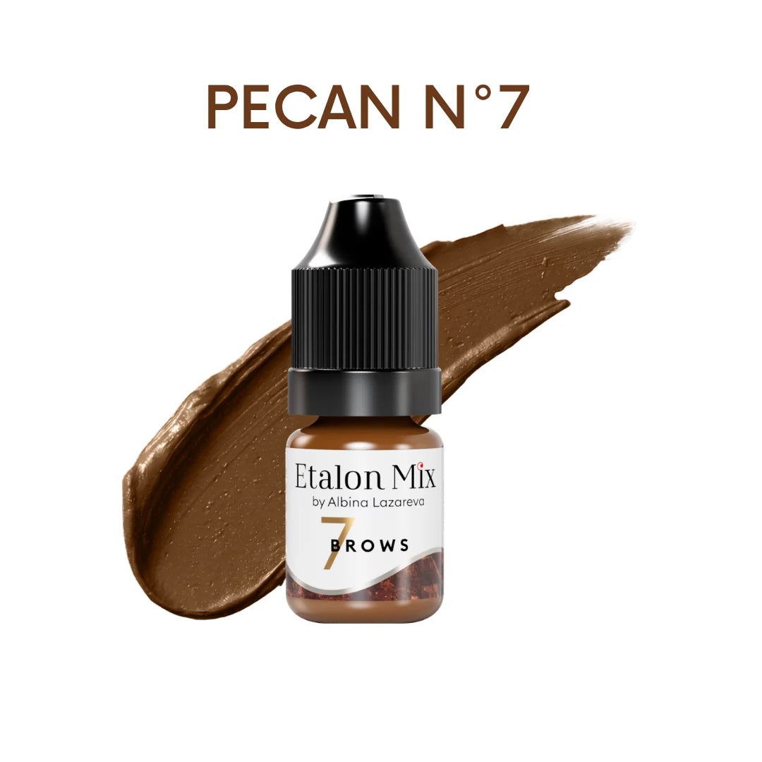 Etalon Mix Pecan N°7 pigmento PMU sopracciglia – flacone e campione colore