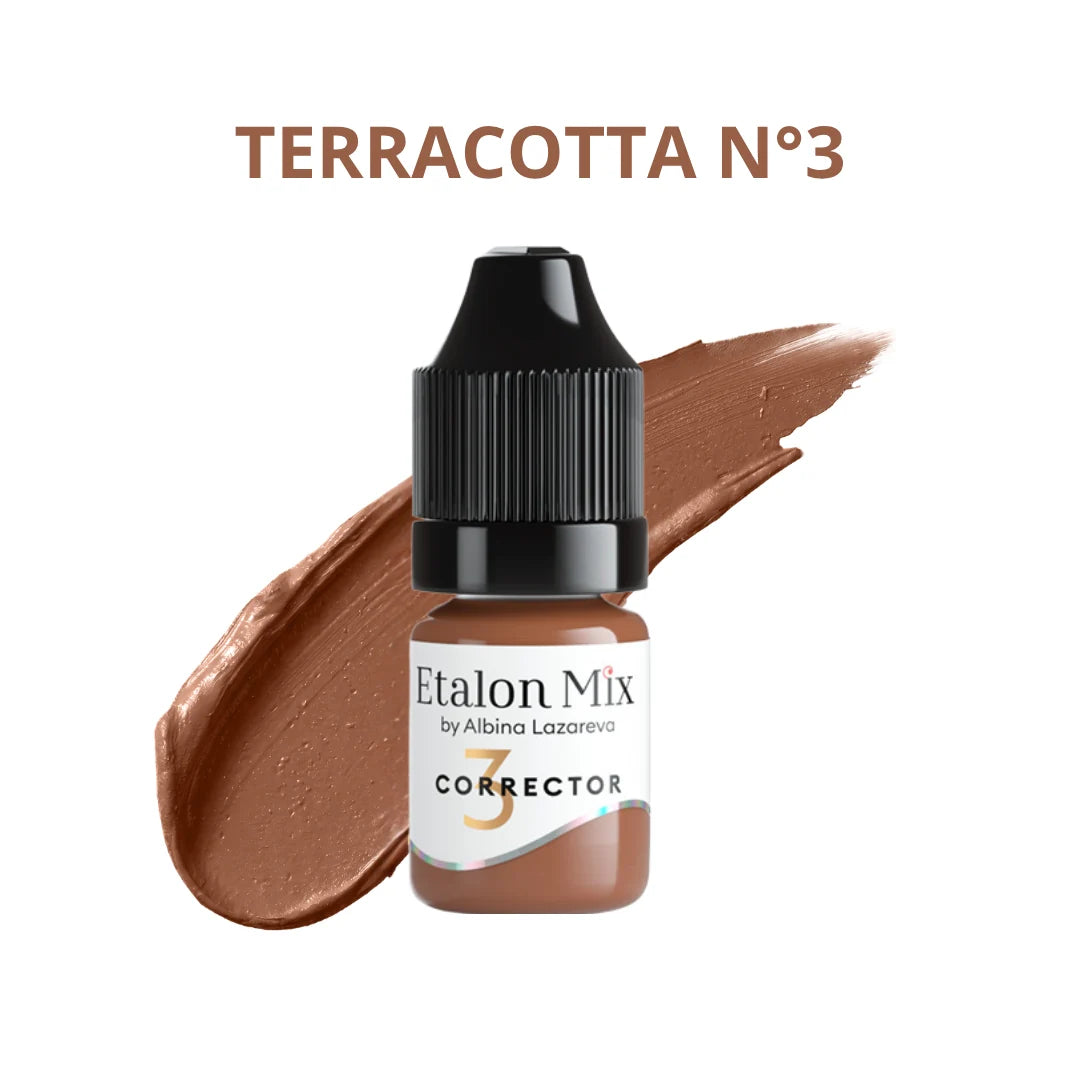 Etalon Mix Terracotta N°3 PMU Korrekturpigment – Flakon und Farbmuster
