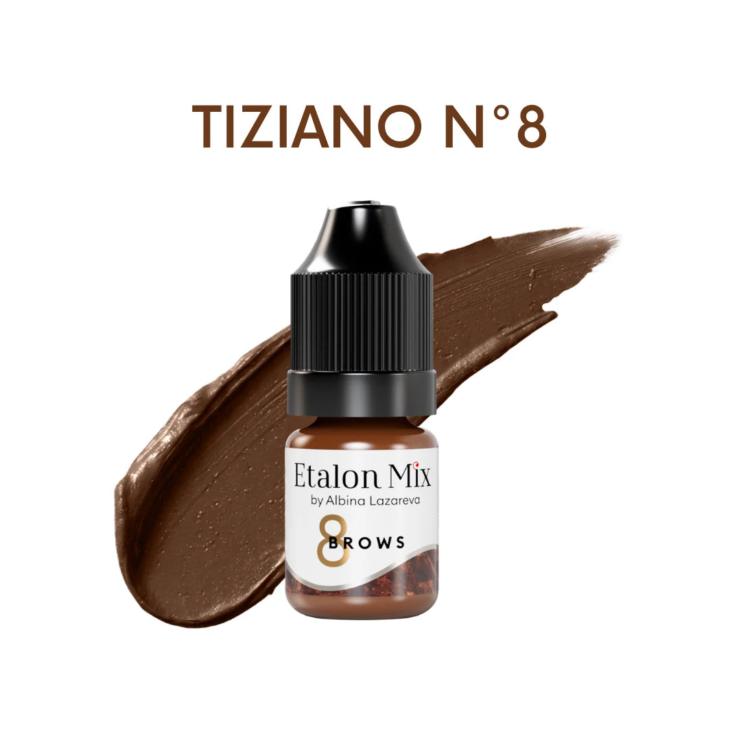 Etalon Mix Tiziano N°8 pigmento PMU sopracciglia – flacone e campione colore