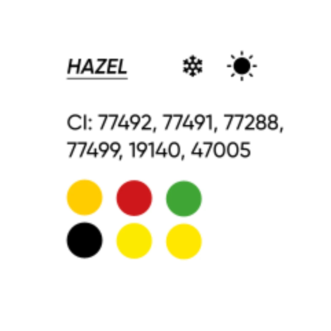 FACE Hazel: tavola con codici CI e caratteristiche cromatiche