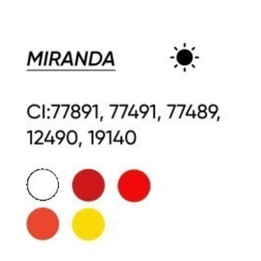 INCI pigmento PMU labbra FACE Miranda CI 77491 CI 77489 CI 19140 CI 77891 CI 12490 composizione nude rosato caldo per micropigmentazione labbra