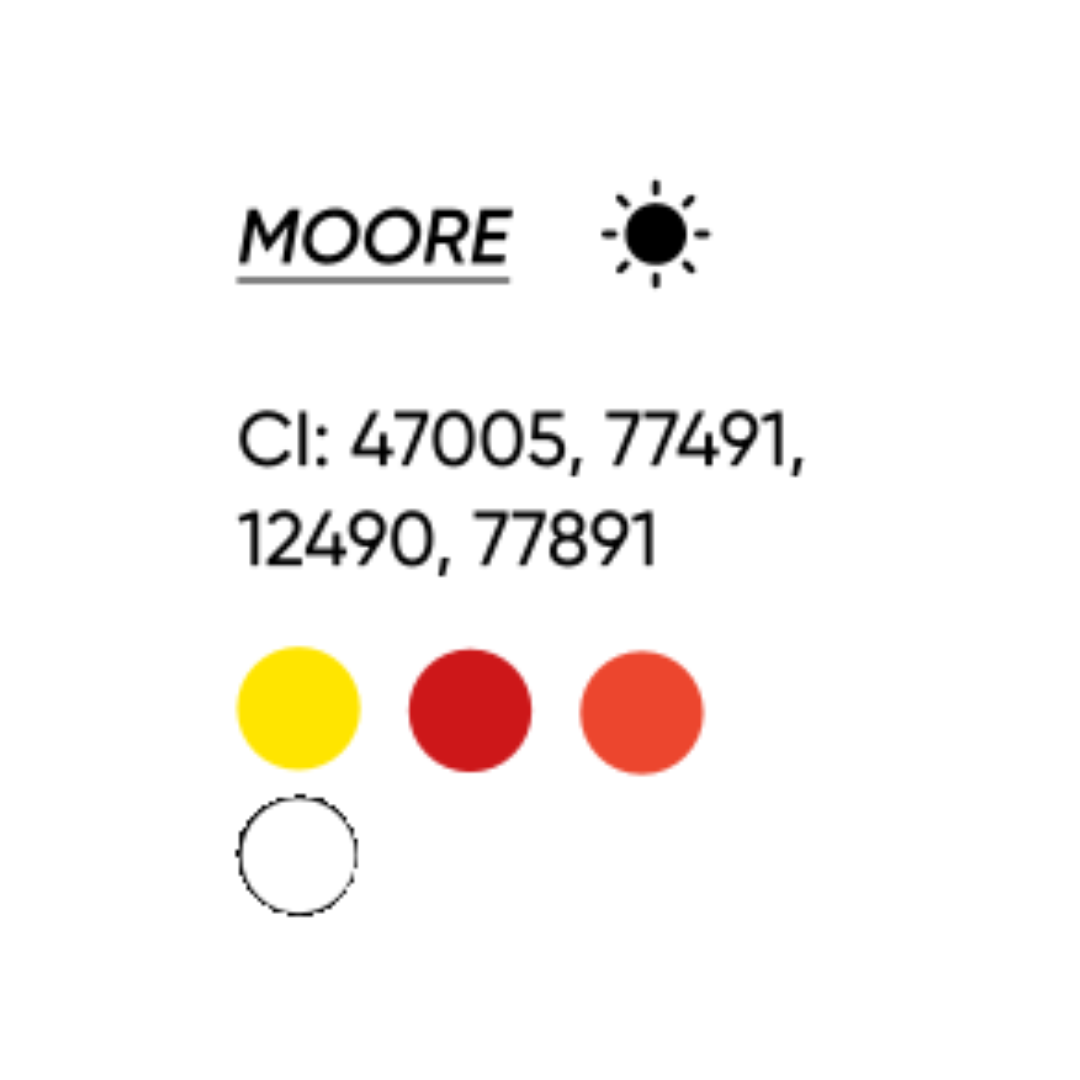 INCI pigmento PMU FACE Moore composizione CI 47005 77491 12490 77891 pigmento labbra sottotono caldo corallo