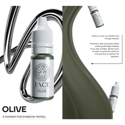 FACE Olive pigmento correttore PMU per sopracciglia, indicato per lavorare su residui chiari rossastri e aranciati.