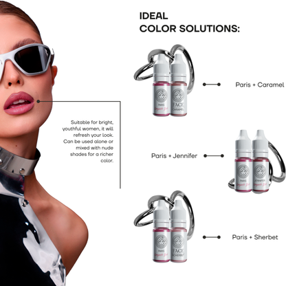 Pigmento PMU labbra FACE Paris miscele con Caramel Jennifer Cherry risultati lip blush professionali micropigmentazione