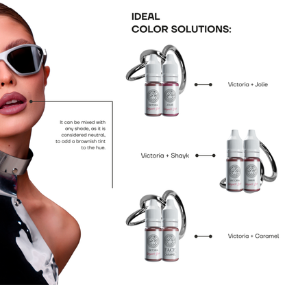 Pigmento PMU labbra FACE Victoria miscele con Jolie Tyra Jennifer risultati nude marrone professionale