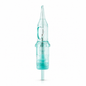 Cartuccia ago PMU IGLA Round Liner verde trasparente su sfondo bianco
