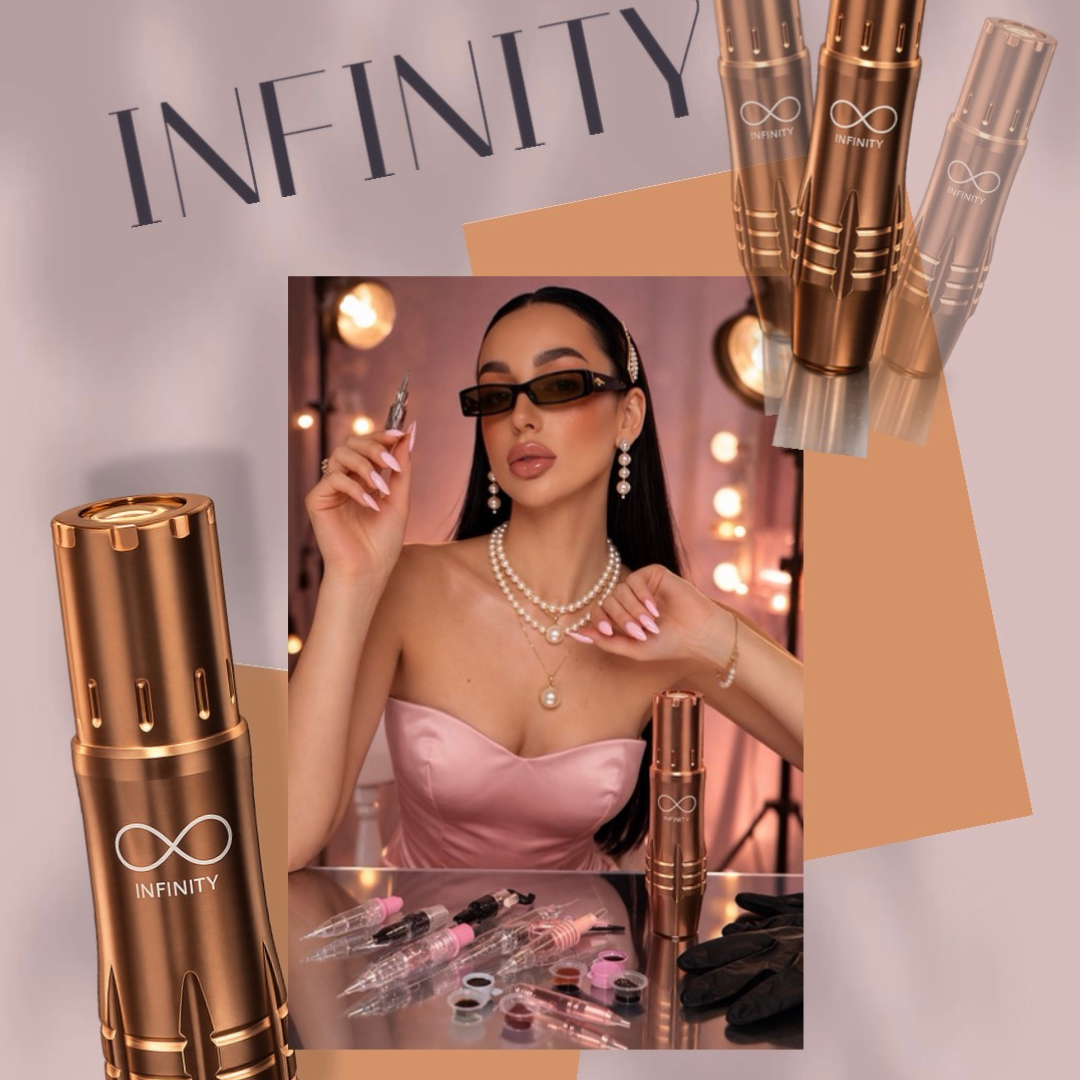 Infinity Mini macchinetta PMU professionale in immagine lifestyle per trucco permanente
