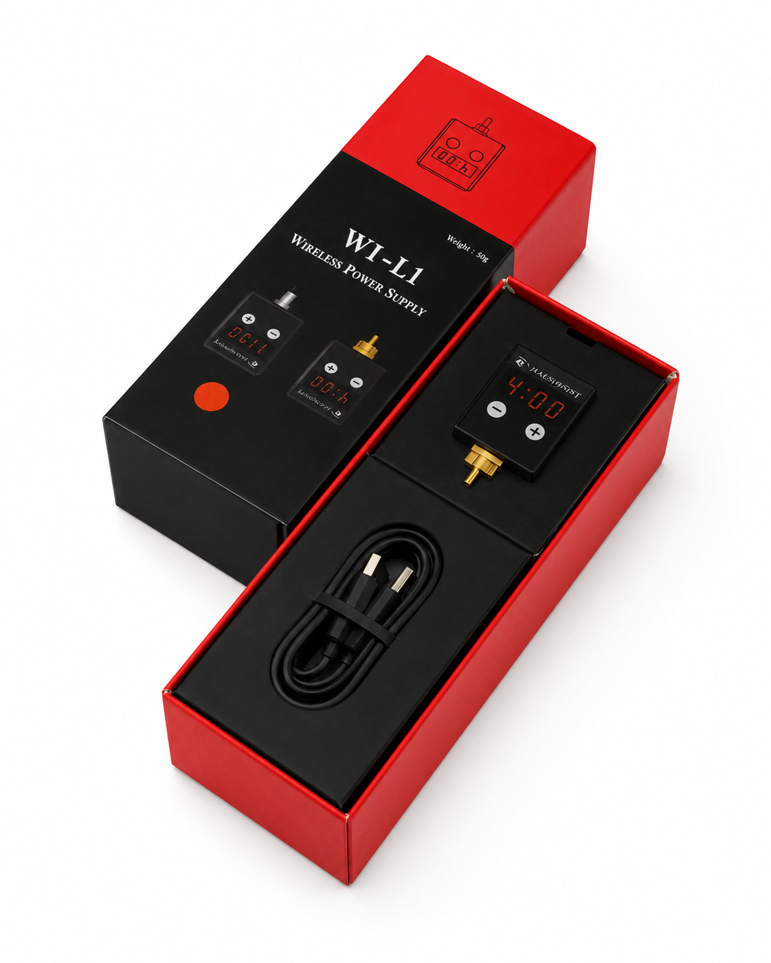 Magic Creator W1-L1 alimentatore wireless con confezione aperta e cavo di ricarica incluso
