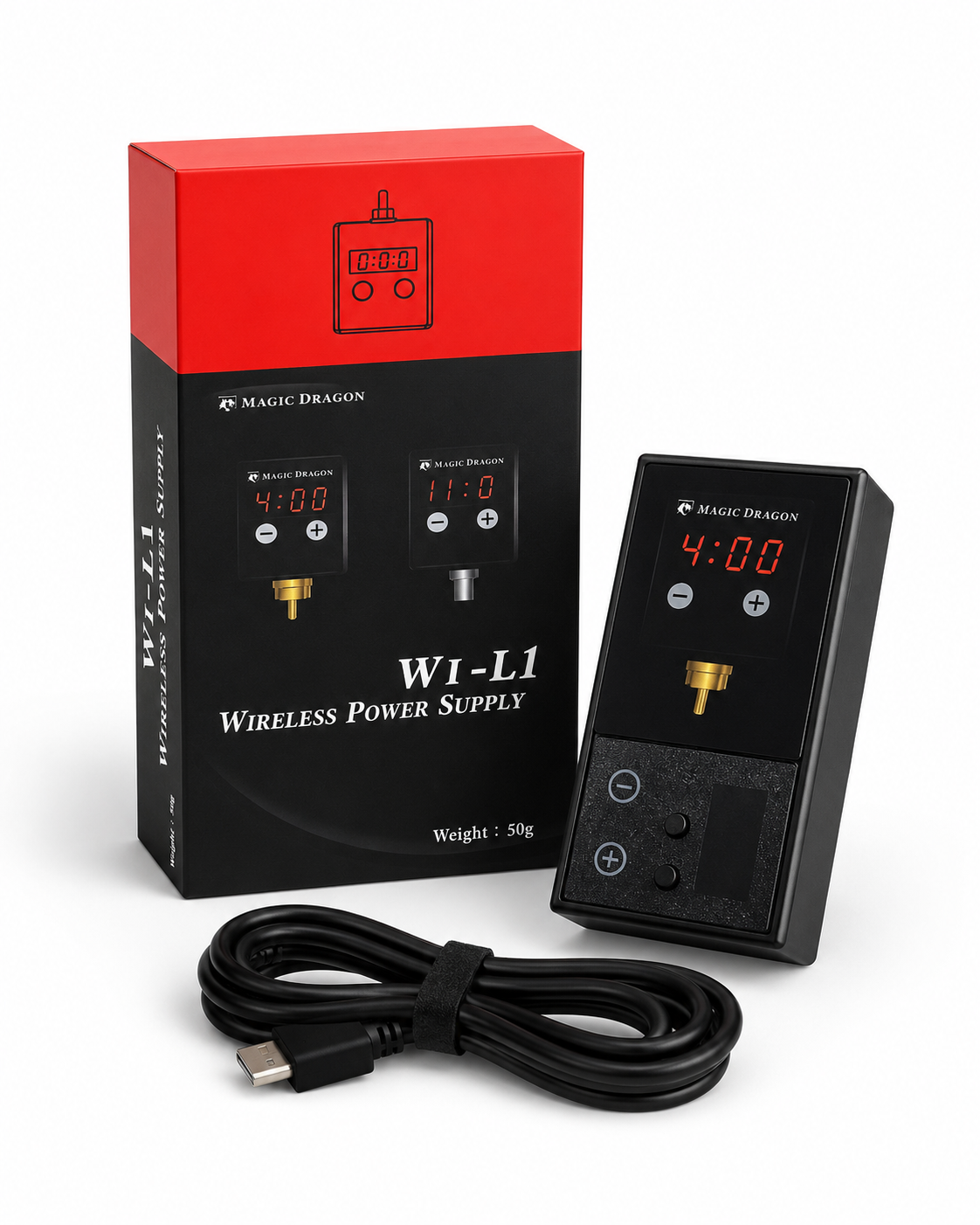 Magic Creator W1-L1 wireless power supply con cavo USB-C per macchinette PMU e tattoo
