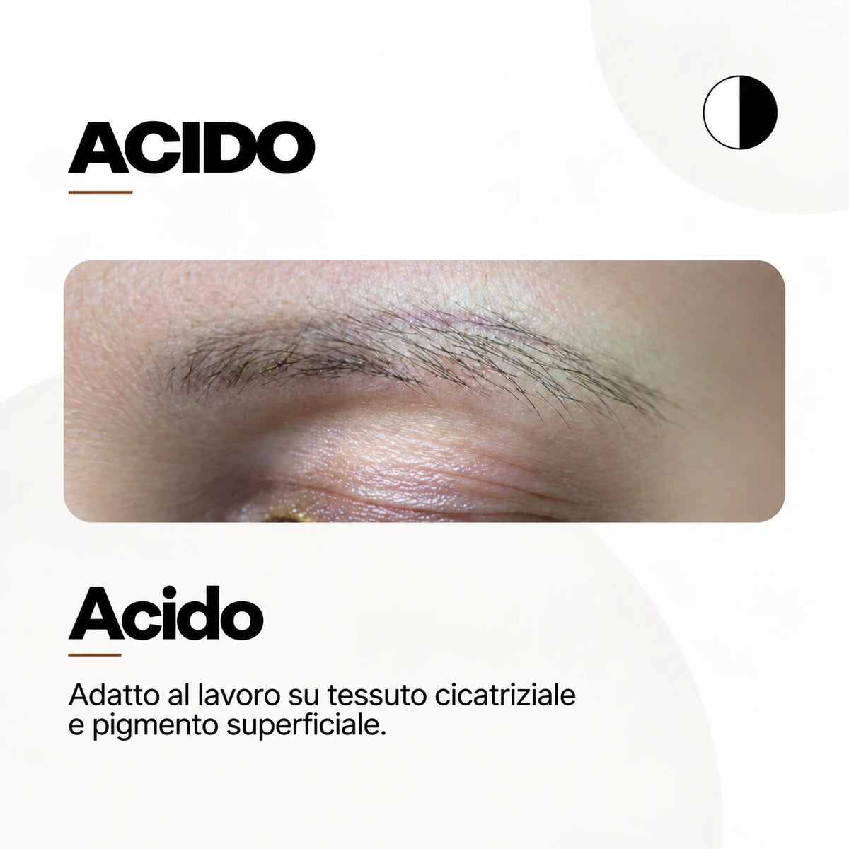 NYSE Acid PMU Remover, grafica informativa con sopracciglio e pigmento superficiale