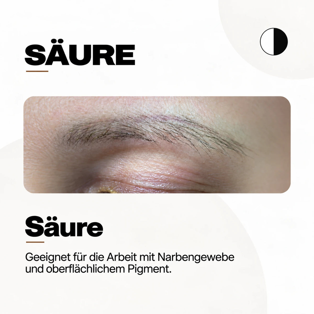 NYSE Acid PMU Remover, Infografik mit Augenbraue und oberflächlichem Pigment