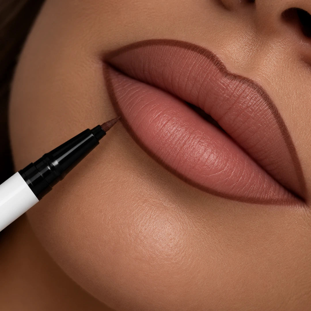 NYSE Lip Pen Liner pennarello contorno labbra Coffee – esempio make-up