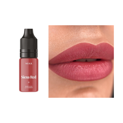 Pigmento PMU labbra N.Y.S.E. Siena Red 5 ml nude neutro rosato confronto risultato prima e dopo guarigione per trattamenti professionali lip blush naturale