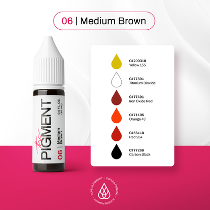 Scheda tecnica Medium Brown 06 The Pigment: sottotono, pigmenti CI e indicazioni tecniche brows