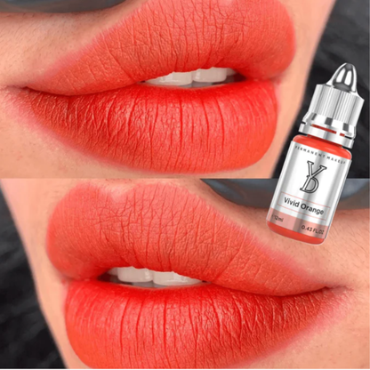 Risultato lip blush con pigmento YDPMU Vivid Orange effetto arancio caldo luminoso per labbra PMU naturali e correttive