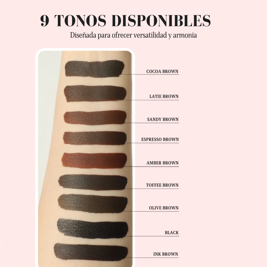 Gamma colori YDPMU Powder Brow Series con Cocoa Brown confronto tonalità Latte Brown Espresso Brown Ink Brown e Amber Brown per sopracciglia PMU